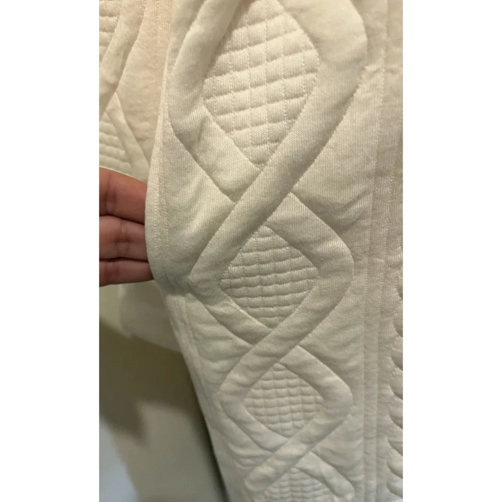 Lou & Grey Quilted Sweatshirt Dress Large Ivory Cream Cozy Lounge Pullover